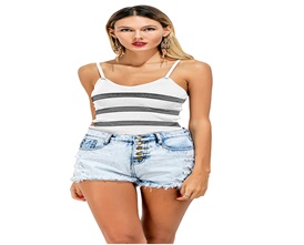 CHIC DIARY Fashion Women's Knitted Stripes Cami Tank Top